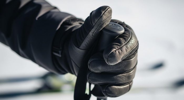 Someone in a skiing glove